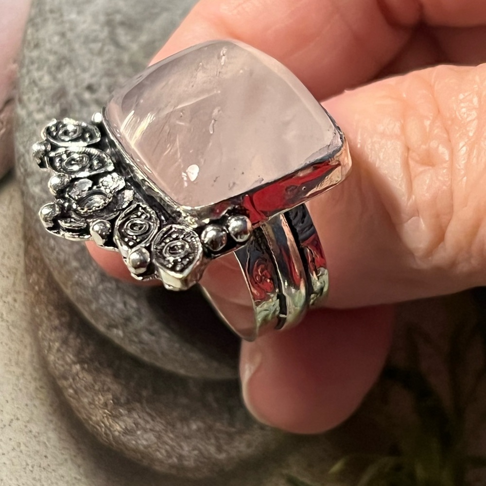 NEW Rose Quartz silver ring - Picture 9 of 11